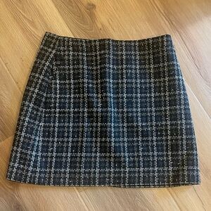 Loft Tweed Mini Plaid Skirt